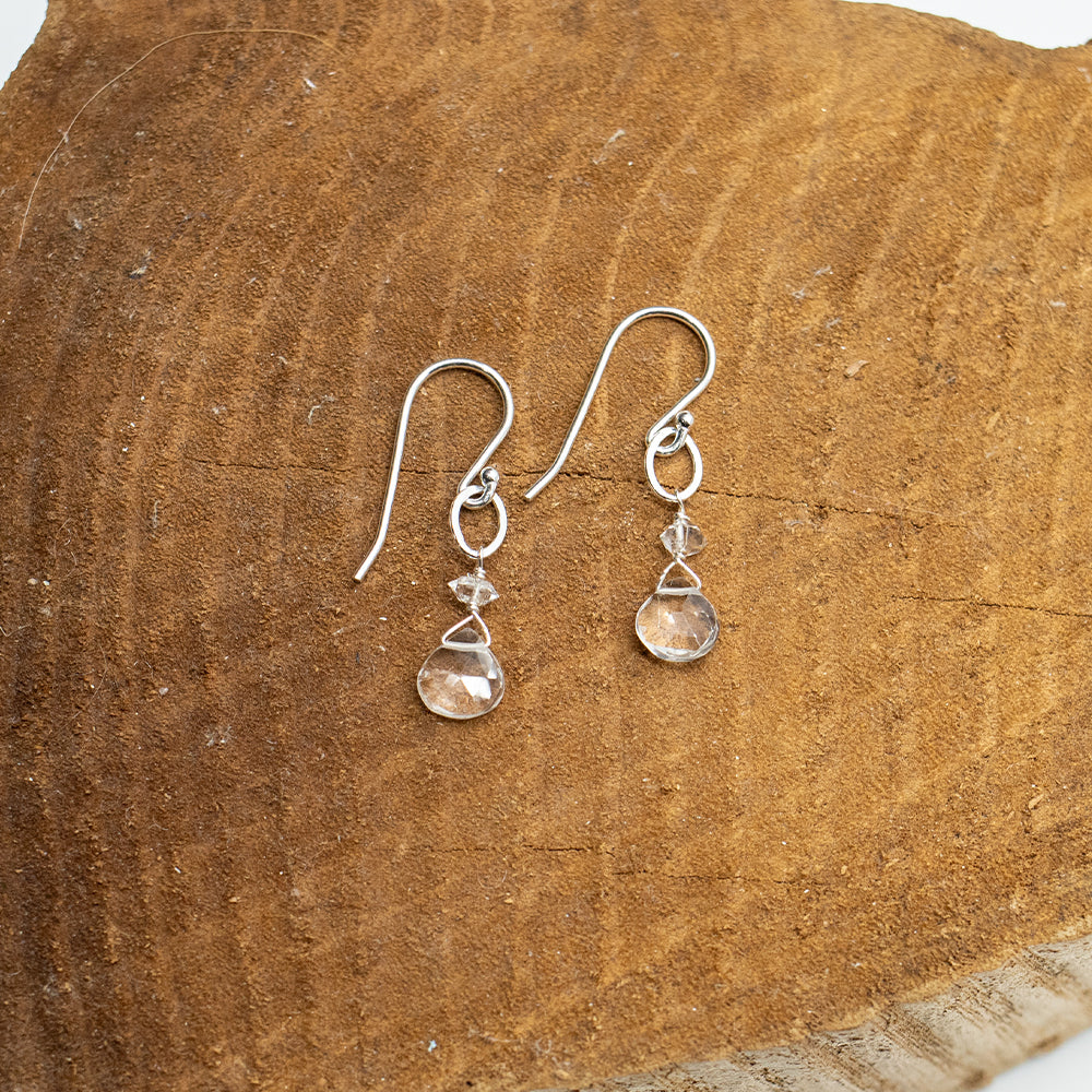 April Birthstone Silver Earrings