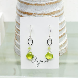 August Birthstone Silver Earrings