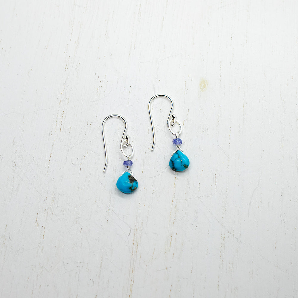 December Birthstone Silver Earrings