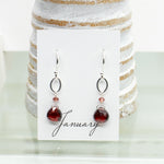 January Birthstone Silver Earrings