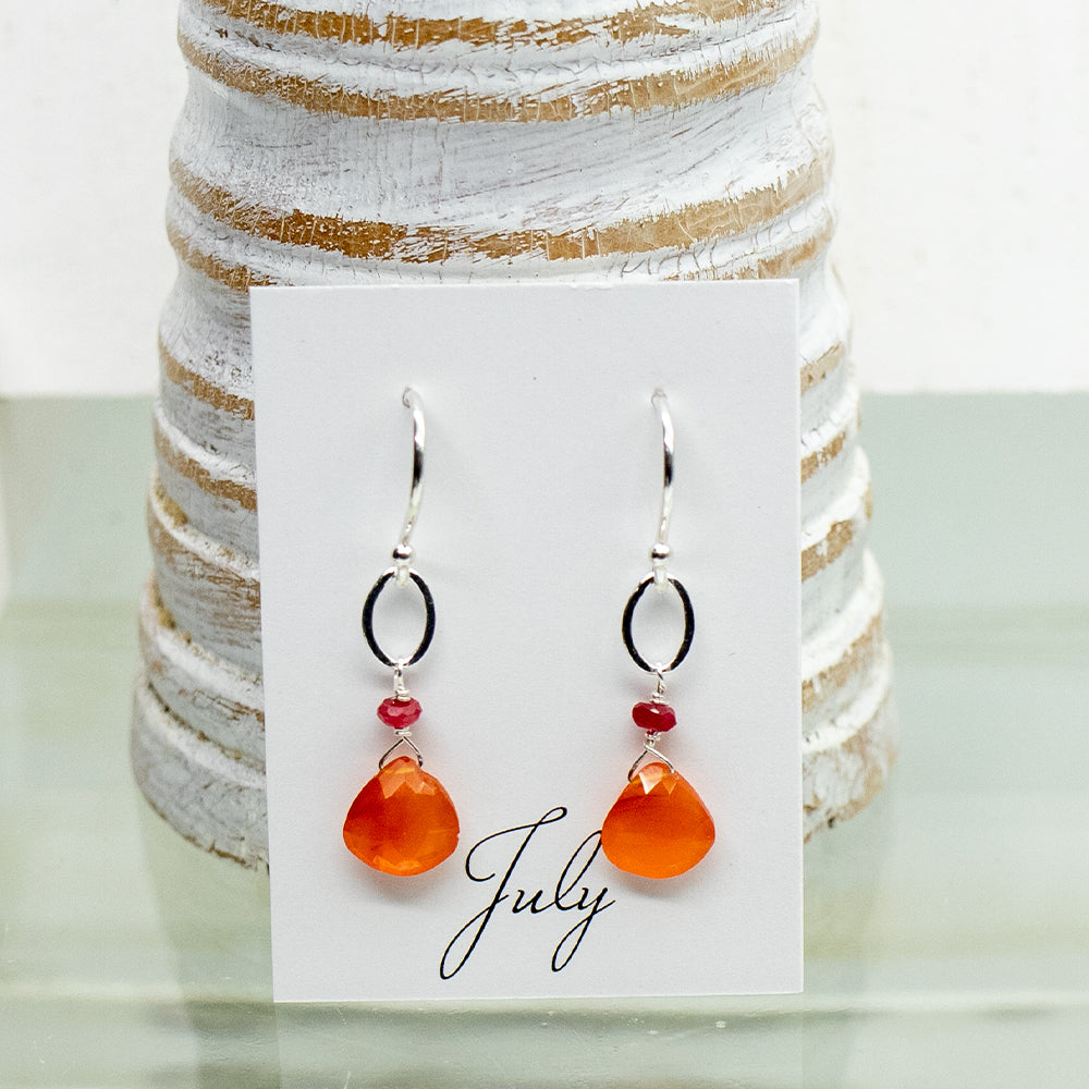 July Birthstone Silver Earrings