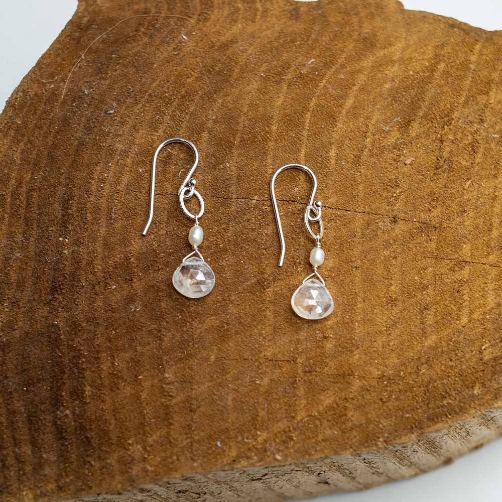 June Birthstone Silver Earrings