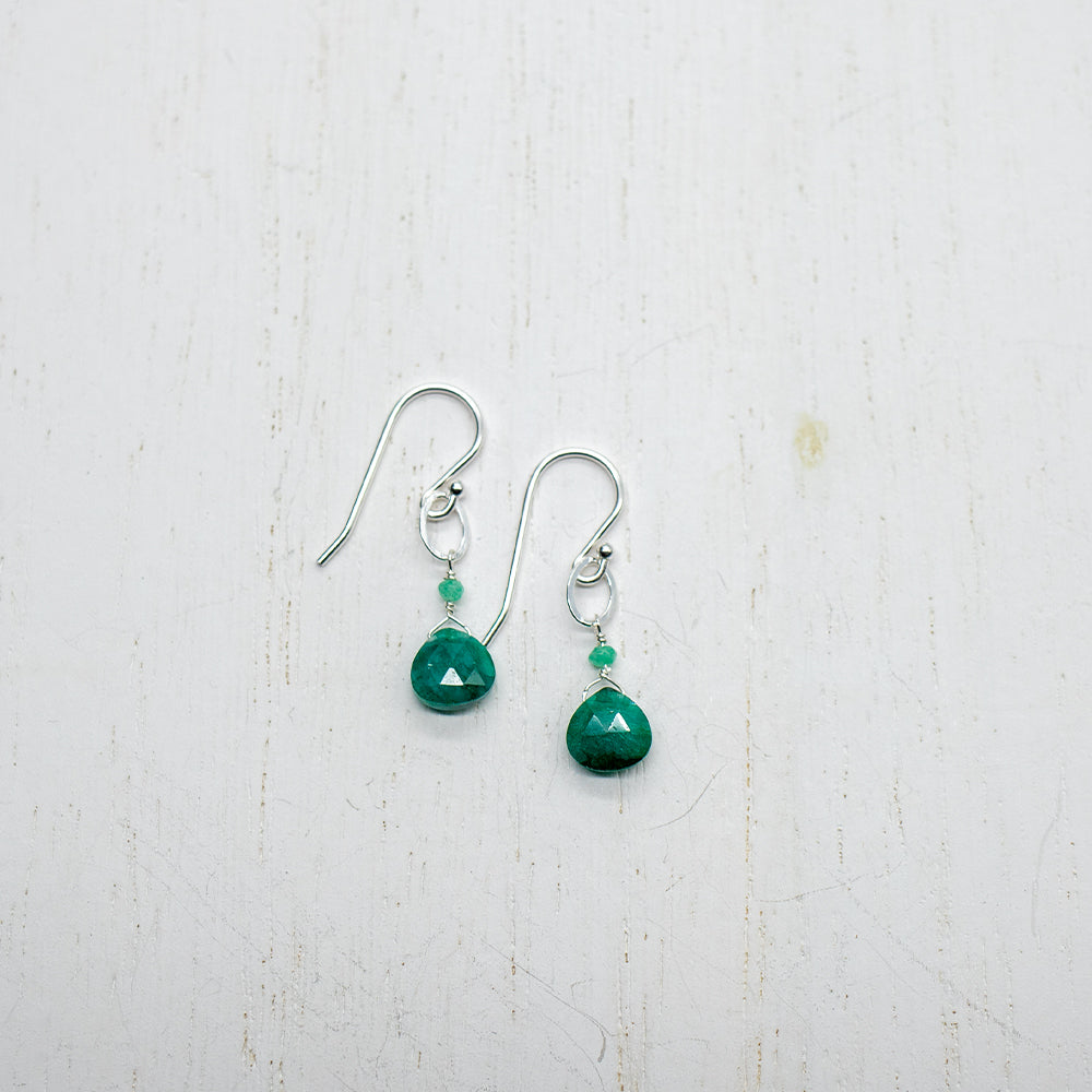 May Birthstone Silver Earrings