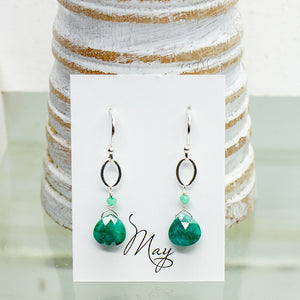 May Birthstone Silver Earrings