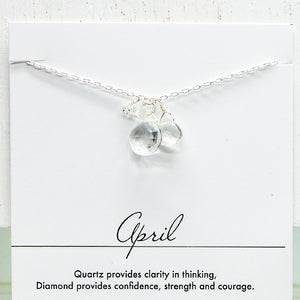 April Birthstone Silver Necklace