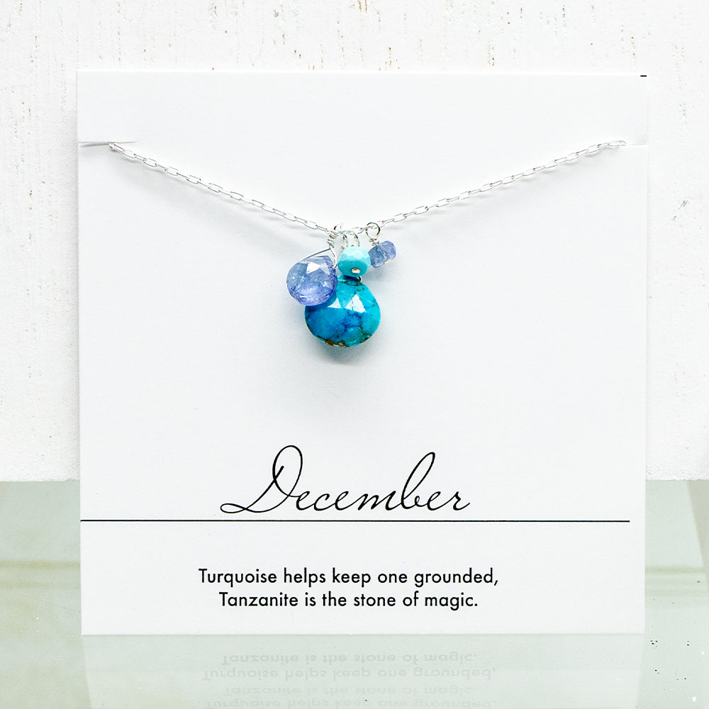 December Birthstone Silver Necklace