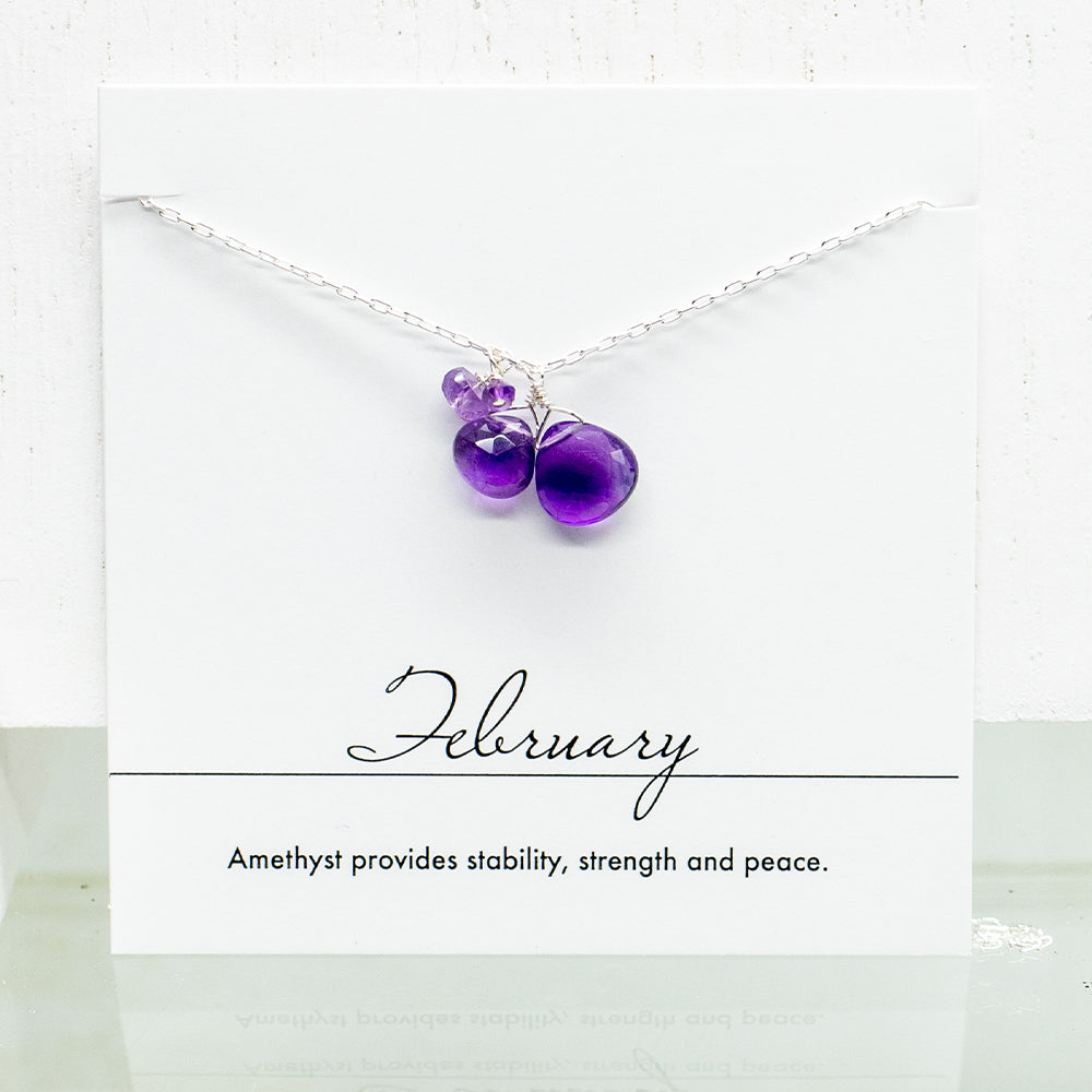 February Birthstone Silver Necklace