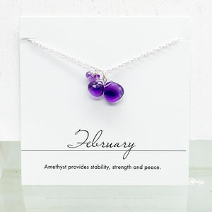 February Birthstone Silver Necklace
