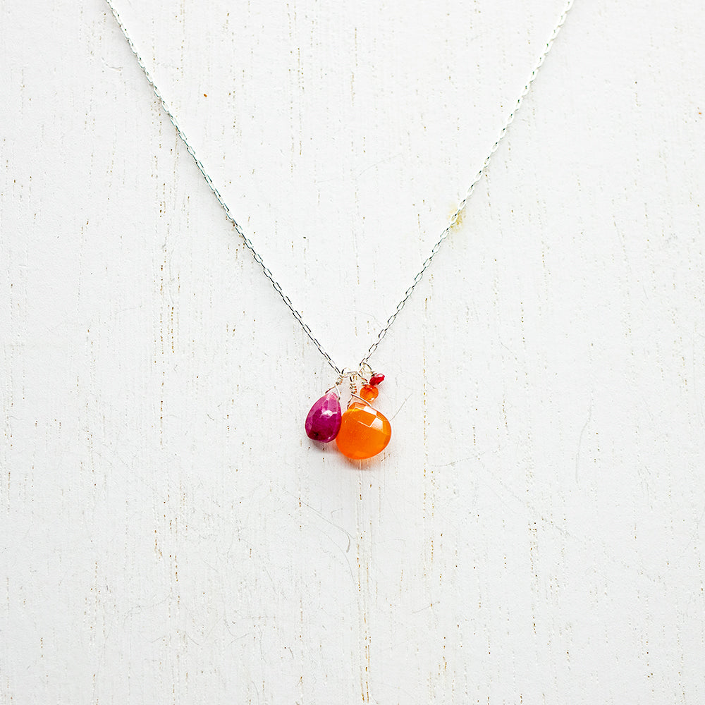 July Birthstone Silver Necklace