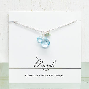 March Birthstone Silver Necklace