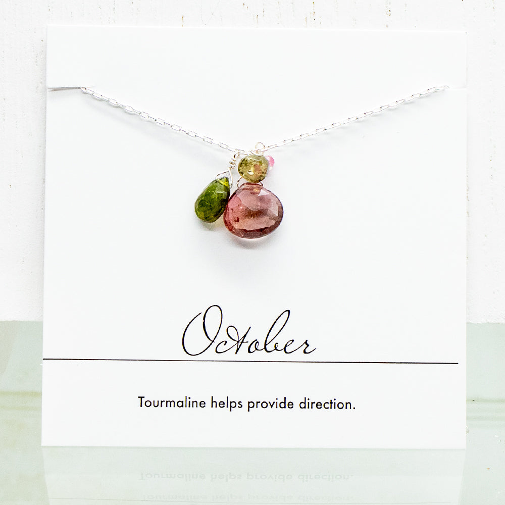 October Birthstone Silver Necklace