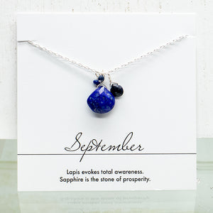 September Birthstone Silver Necklace
