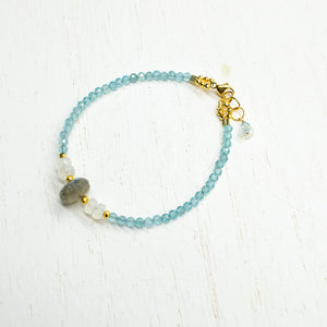 Labradorite & Chalcedony Luna  Bracelet