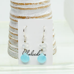 Chalcedony & Moonstone Raindrop Earrings