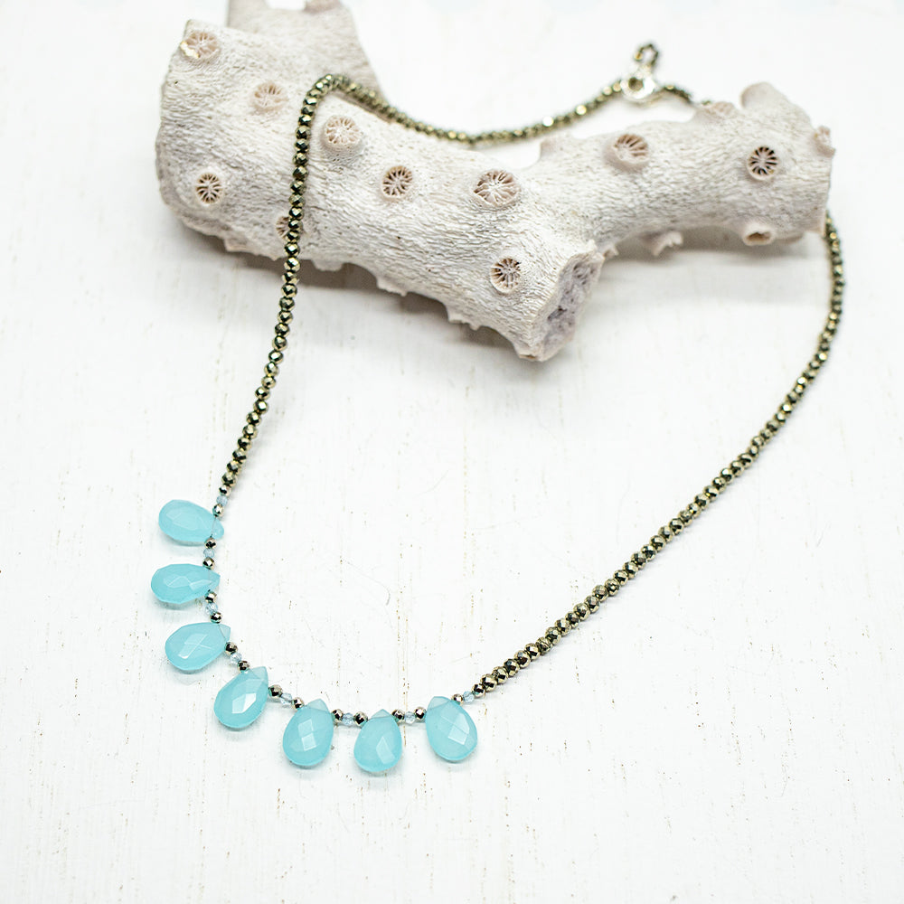 Chalcedony Teardrop Ruffle Necklace