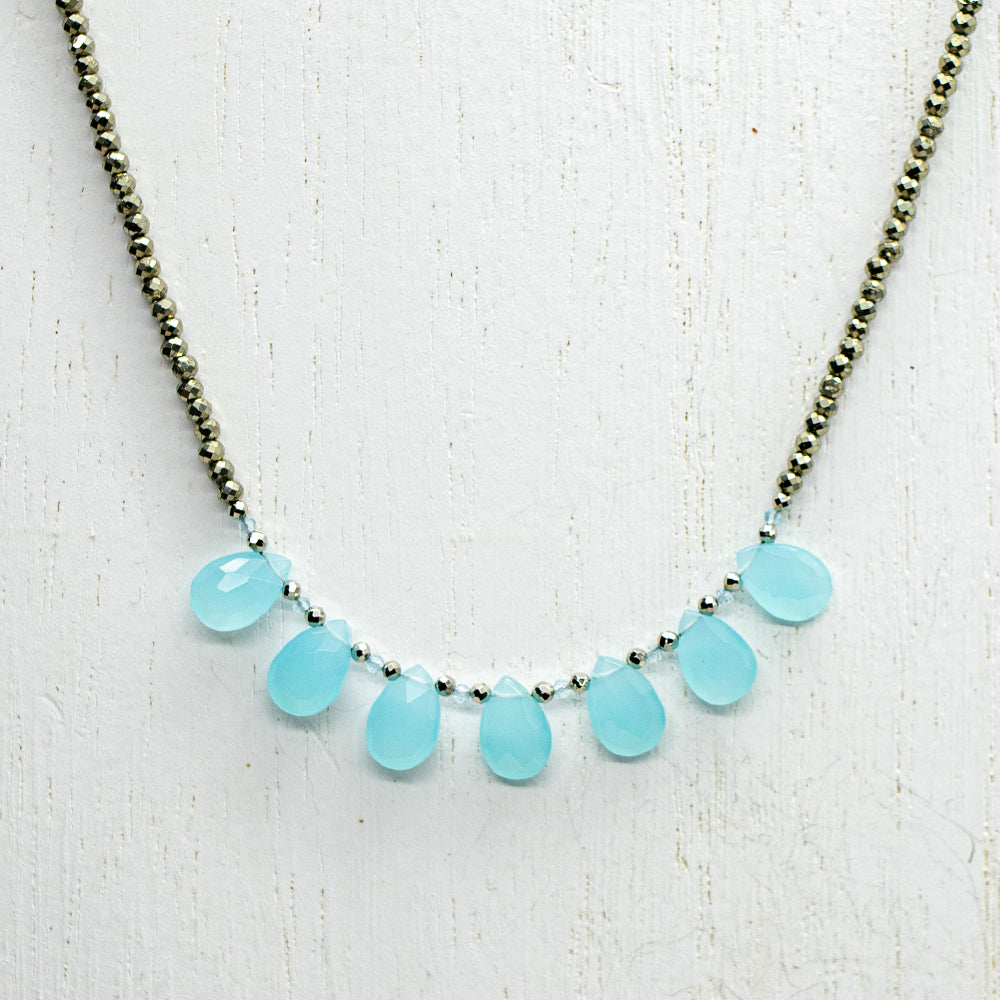 Chalcedony Teardrop Ruffle Necklace