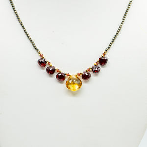 Citrine & Garnet Quarter Ruffle Necklace