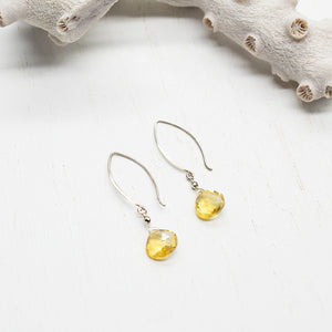 Citrine Droplet Silver Earrings