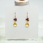 Citrine & Garnet Raindrop Gold Earrings