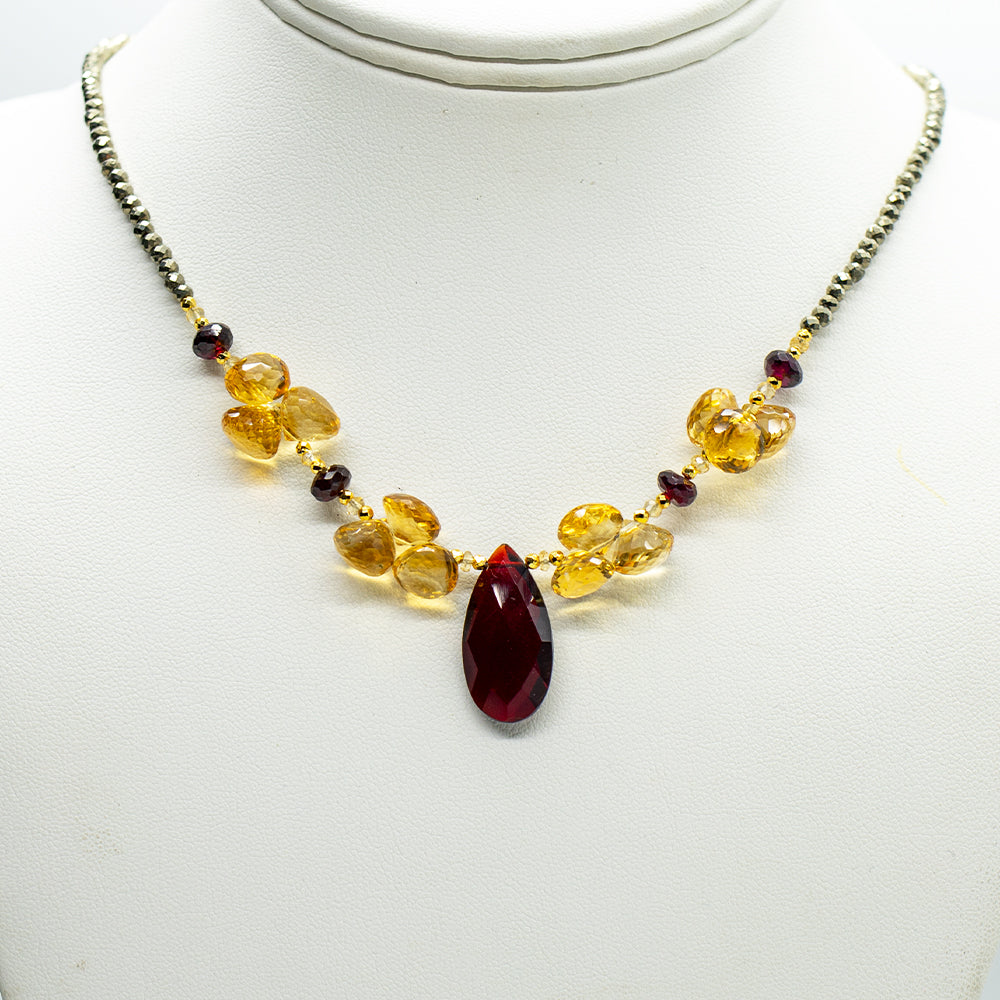 Citrine & Garnet Cluster Necklace