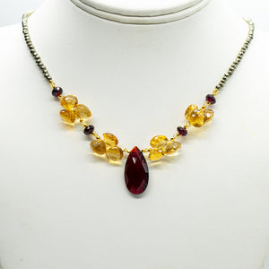 Citrine & Garnet Cluster Necklace