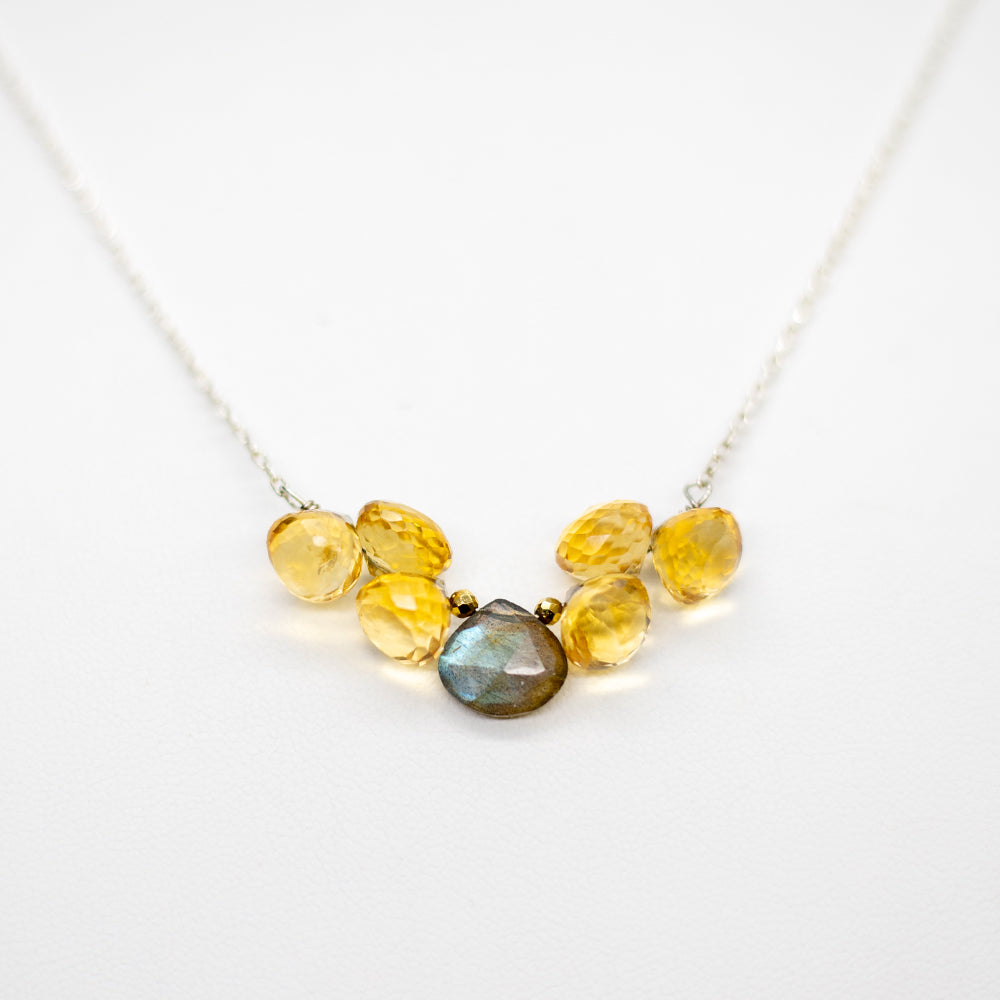 
                
                    Load image into Gallery viewer, Citrine &amp;amp; Labradorite Cloud Necklace
                
            