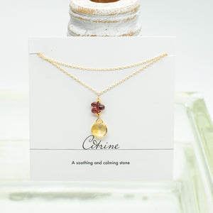 
                
                    Load image into Gallery viewer, Citrine &amp;amp; Garnet Raindrop Necklace
                
            