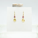 Citrine & Tourmaline Raindrop Gold Earrings