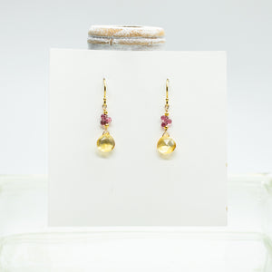 
                
                    Load image into Gallery viewer, Citrine &amp;amp; Tourmaline Raindrop Gold Earrings
                
            