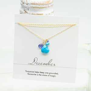 December Birthstone Gold Necklace