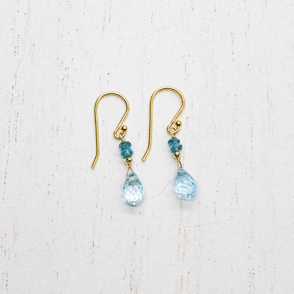 Topaz Teardrop Raindrop Gold Earrings