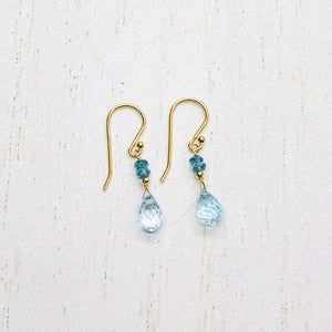 Topaz Teardrop Raindrop Gold Earrings