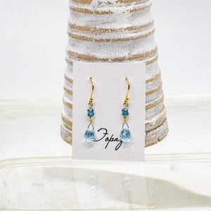 Topaz Teardrop Raindrop Gold Earrings