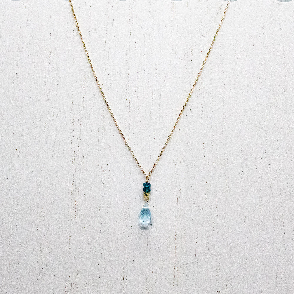 Topaz Teardrop Raindrop Gold Necklace
