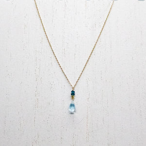 Topaz Teardrop Raindrop Gold Necklace
