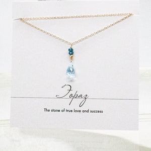 Topaz Teardrop Raindrop Gold Necklace