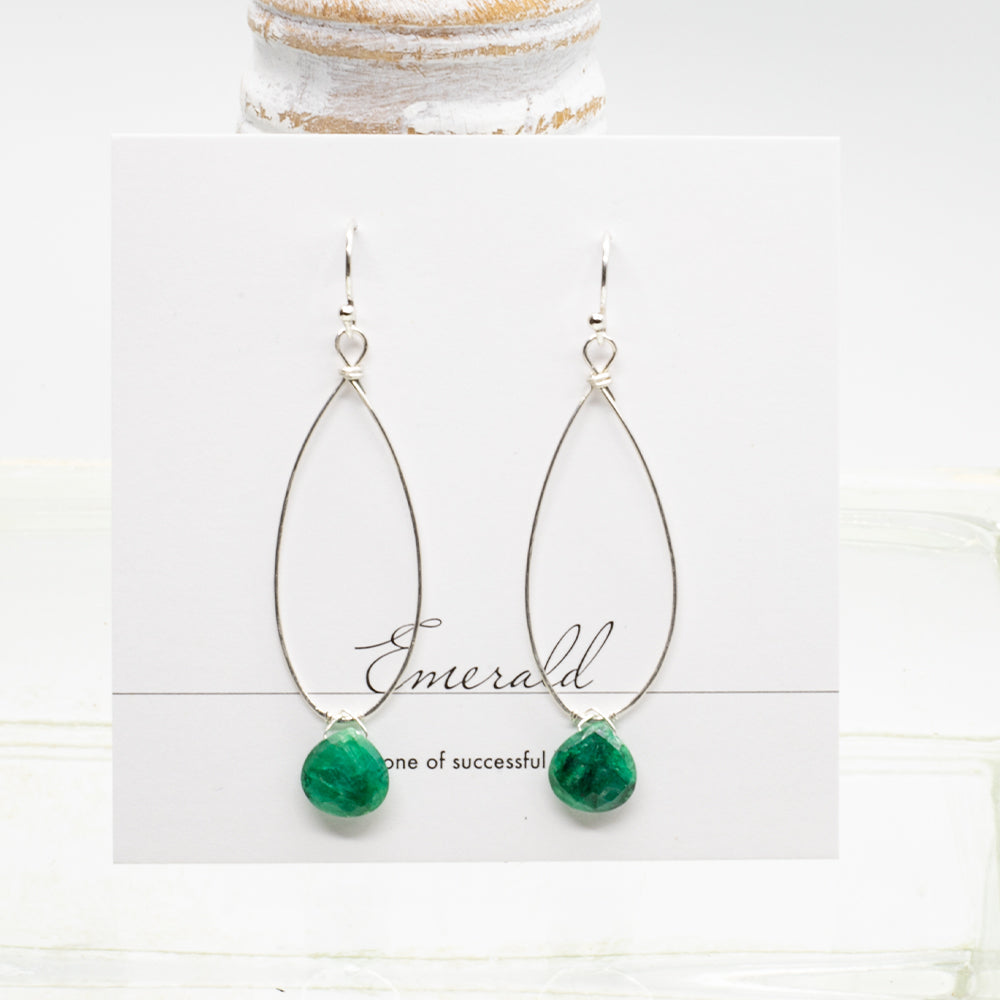 Emerald Linden Silver Earrings