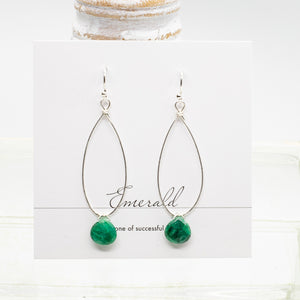 Emerald Linden Silver Earrings