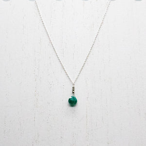 Emerald & Silver Pyrite Raindrop Necklace