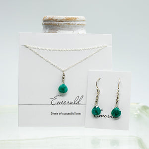 Emerald Silver Raindrop Set