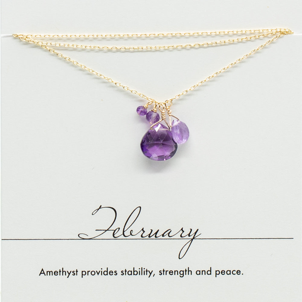 February Birthstone Gold Necklace