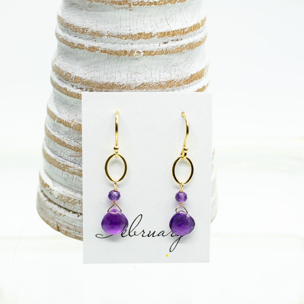 
                
                    Load image into Gallery viewer, February Birthstone Gold Earrings
                
            