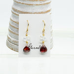 Garnet & Moonstone Raindrop Gold Earrings