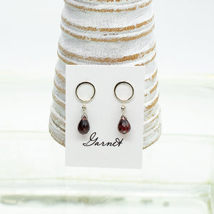 
                
                    Load image into Gallery viewer, Garnet Teardrop Luna Silver Earrings
                
            