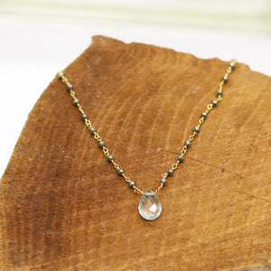 Green Aquamarine Waterfall Gold Necklace