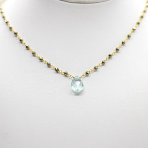 
                
                    Load image into Gallery viewer, Green Aquamarine Waterfall Gold Necklace
                
            