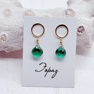 Green Topaz Luna Gold Earrings