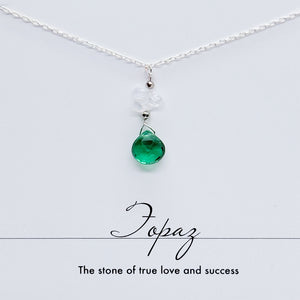 Green Topaz & Moonstone Raindrop Necklace