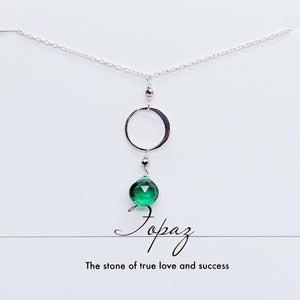 Green Topaz Ring Silver Necklace