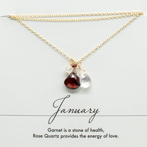 January Birthstone Gold Necklace